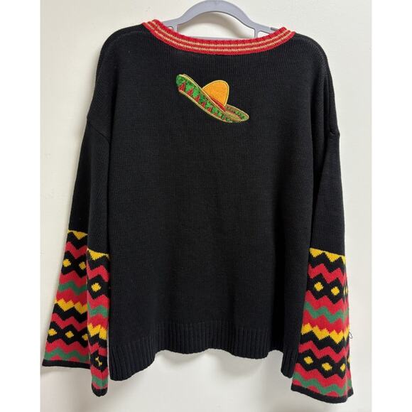 Holiday Time Black Festive Sweater with Multicolor Accents In Spanish - Picture 2 of 9